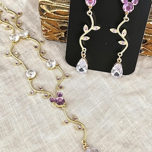 Mickey Mouse Inspired Jewelry Set: Rhinestone Necklace and Earrings