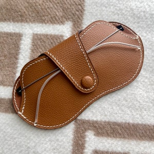 Handmade Calfskin Leather Soft Sunglasses Case in Gold
