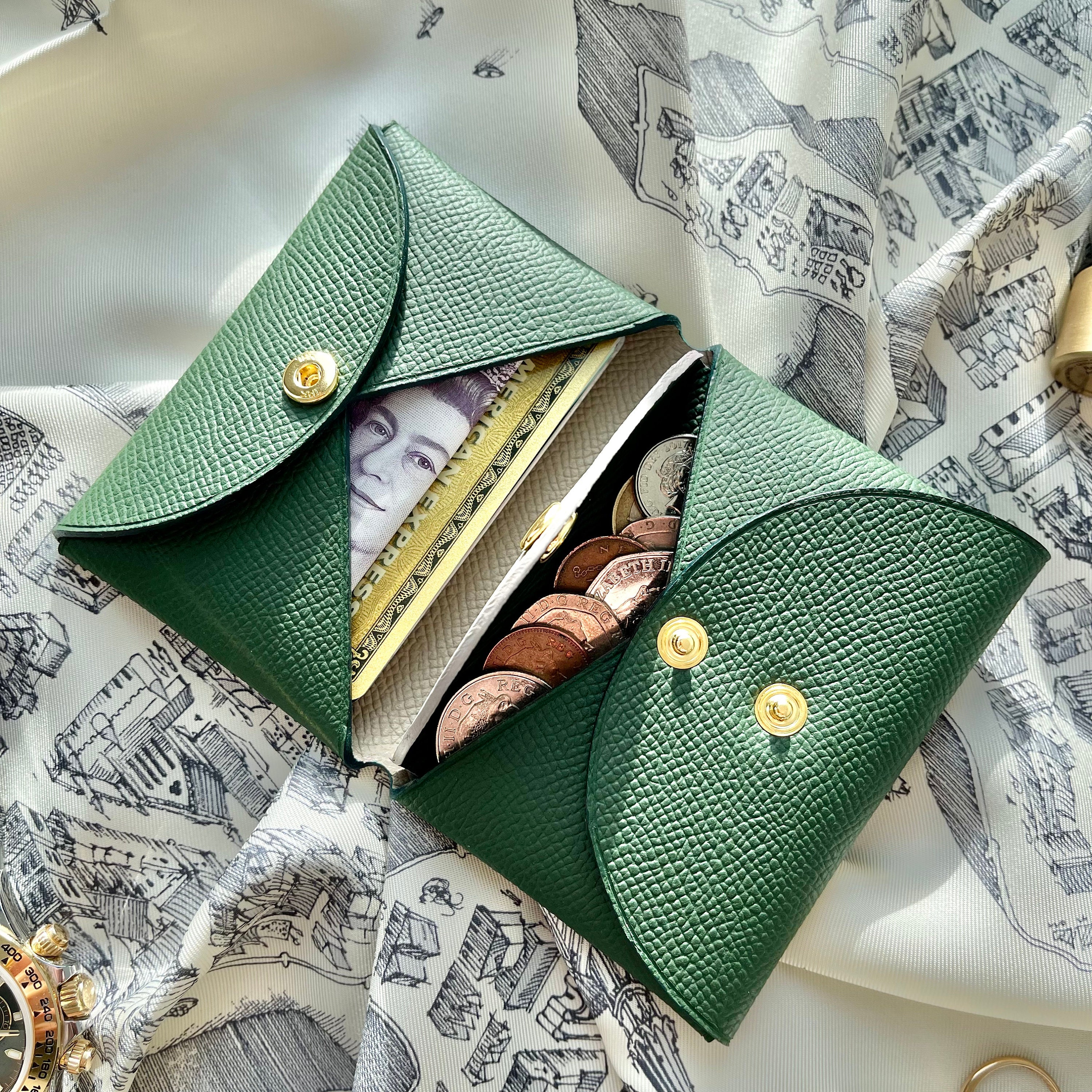 Handmade Vert Anglais and Gris Asphalte Double Sided Epsom - Etsy