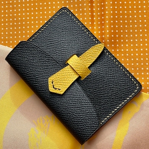 Hecho a mano Nior y Jaune Ambre Cuero de Epsom de doble cara La cartera pequeña Knarr
