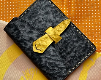 Handmade Nior and Jaune Ambre Double Sided Epsom Leather The Knarr Small Wallet