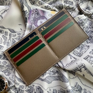 Handmade 8 Card and Cash Sleeve in Etoupe Epsom and Swift