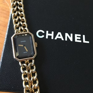 Chanel - CHANEL PREMIER 18K YELLOW GOLD 1987 BLACK DIAL WATCH