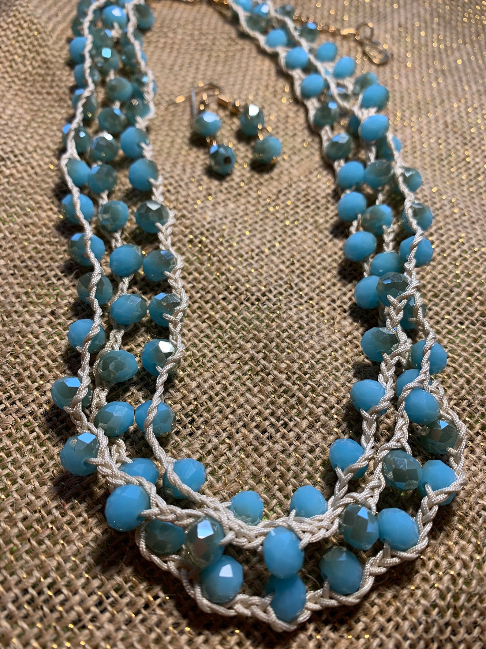 Stunning 3 Stranded Braided Beaded Necklace With Matching Etsy