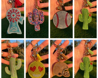 Glitzy Super Fun Keychains for your keys, backpack, purse, computer bag.