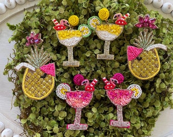 Tropical Drink Earrings Beads and sequins