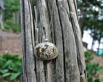 Jasper Pendant Necklace in a Flared Sterling Bezel