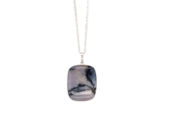 Dendritic Agate Lavender Pendant Necklace