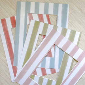 Striped Pattern Photo Mat | Cabana Stripe Mat for picture frame | Colorful Pattern Photo Mat | Pink, Green, Blue Red Stripe
