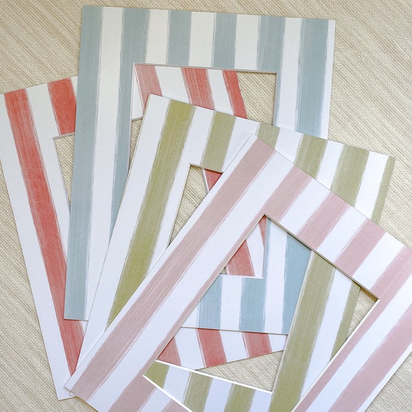 Striped Pattern Photo Mat | Cabana Stripe for picture frame | Colorful Pattern | Pink, Green, Blue Red
