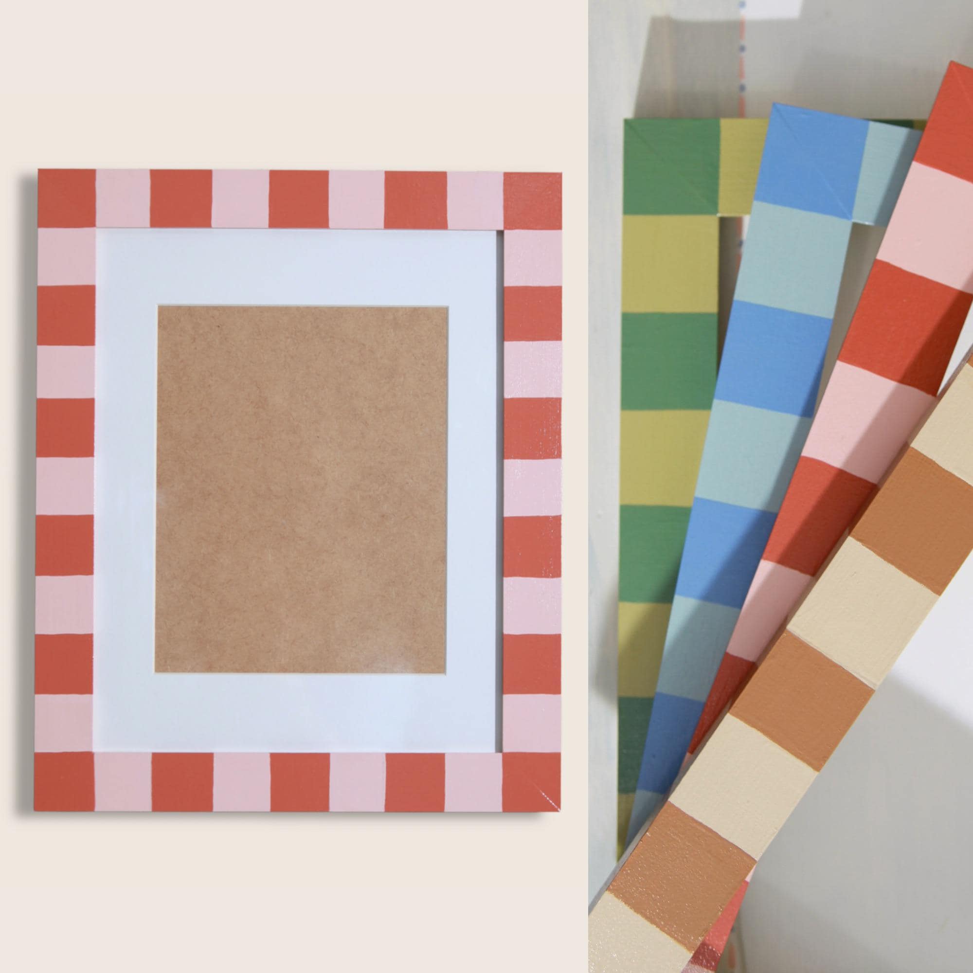 Striped Frame | Checkered Frame | Hand Painted Picture Frames | Cottage Style Photo Frame | Folk Art Frames | Whimsical Frame
