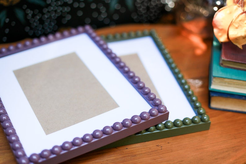 Glossy Beaded Bobbin Picture Frame Lacquered Bobbin Frame Painted Frames Cottage Style Photo Frame Pretty Frames Scallop Frame image 5