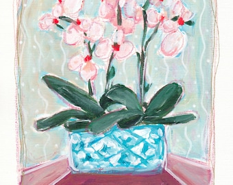 Orchid No. 3 | Fine Art Print by JoAnna Liston | Whimsical Playful Art | Orchid Painting | Floral Art | Houseplant Art