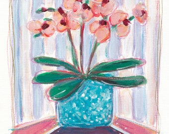 Orchid No. 4 | Fine Art Print by JoAnna Liston | Whimsical Playful Art | Orchid Painting | Floral Art | Houseplant Art