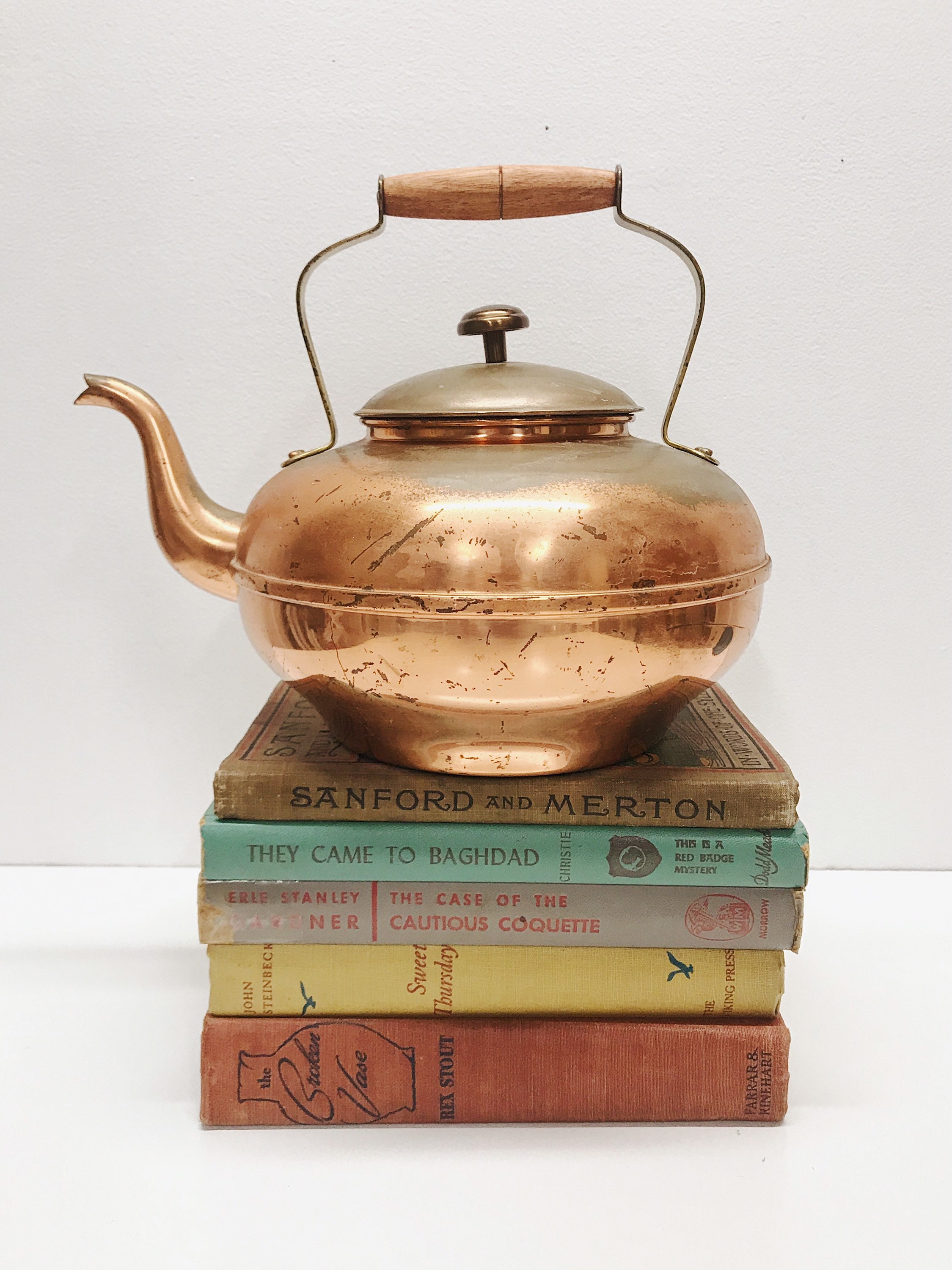 Vintage Kupfer Wasserkocher Mit Holzgriff Rustikale Kuche Etsy