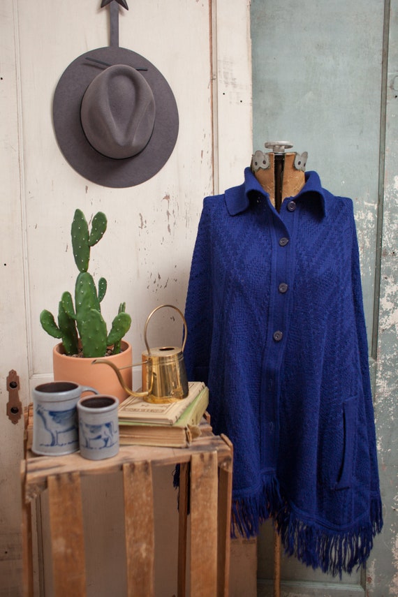 70s Knit Sweater Cape | Hippie Boho Sweater Cape C