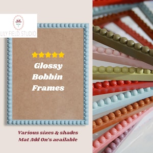 Glossy Beaded Bobbin Picture Frame | Lacquered Bobbin Frame | Bubble Frames | Cottage Style Photo Frame | Colorful Frames | Scallop Frame