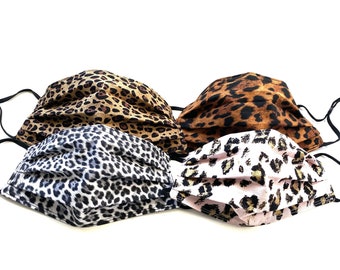 ADJUSTABLE Leopard Cheetah Print Face Mask Men Women or Child Sizes