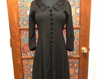 Collared Black Front Button Dress Size 6P