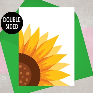 Carte de tournesol vierge avec enveloppe | Art floral | Carte de note | Juste parce que, n’importe quelle occasion | Double face | Carte texturée