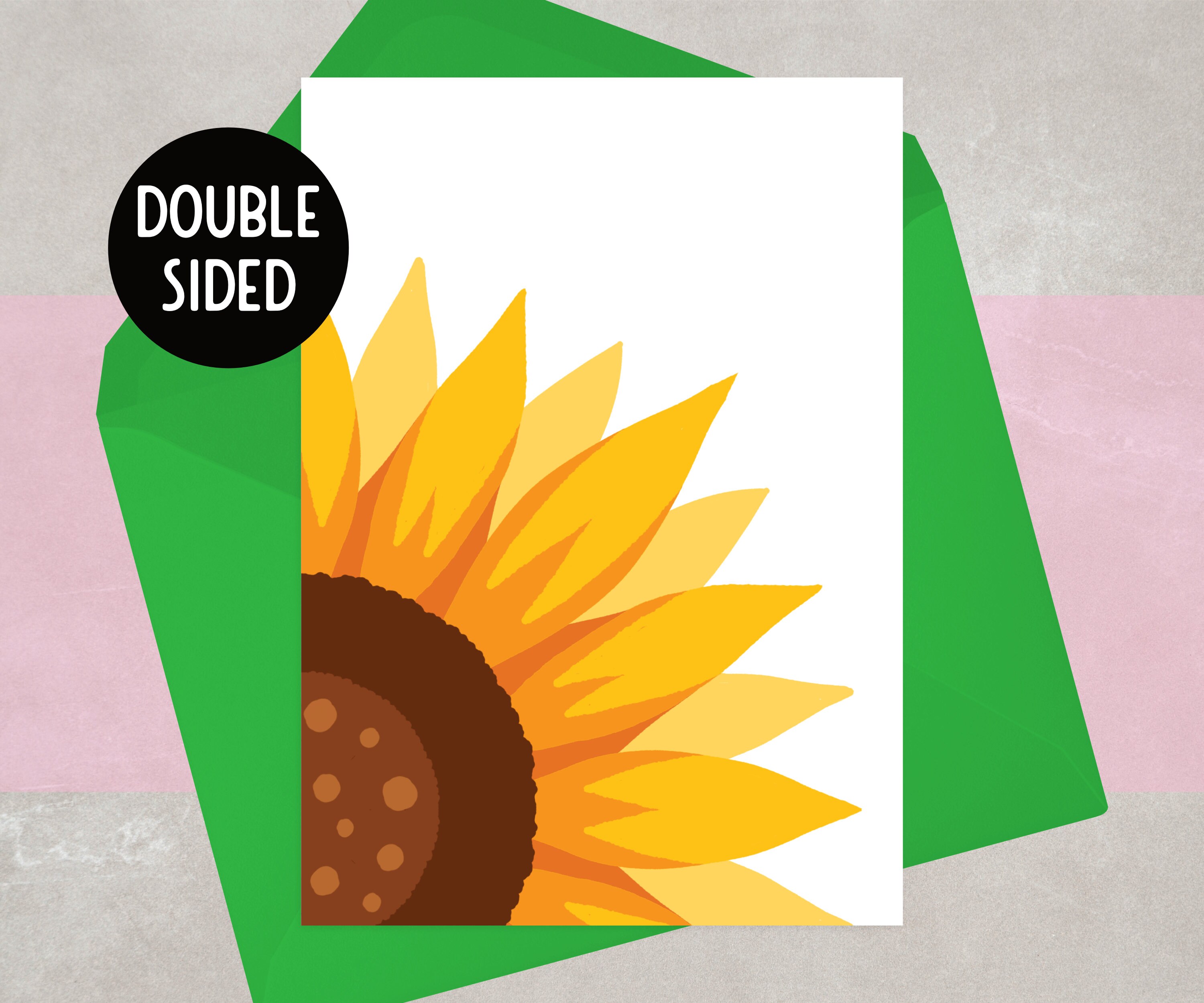 Sunflower Note Card: Floral Art, Textured Card With Green Envelope - Etsy