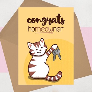 Nouvelle carte de maison - Carte de déménagement de chat drôle - Clés hypothécaires Félicitations au propriétaire