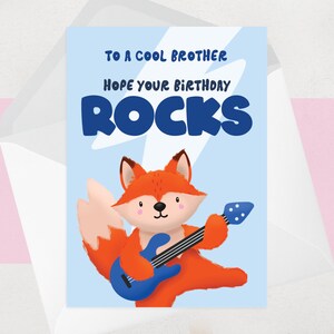 Carte d'anniversaire frère - pour frère qui rock - Guitare, musique, festivals