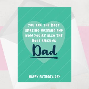 Première carte de fête des pères pour le nouveau papa - 1ère carte de fête des pères pour le mari, du bébé - Meilleur papa et son mari - Meilleur papa