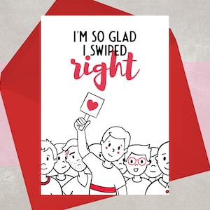 Anniversary Card for Boyfriend, for Girlfriend, for Husband, for Wife - Swipe Right Online Dating Card & Gift Voucher - Dating App, Tinder