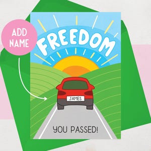 Carte réussie pour l'examen de conduite | Félicitations, vous avez réussi ! | Personnalisé | Liberté | Assiette en L | Bon cadeau
