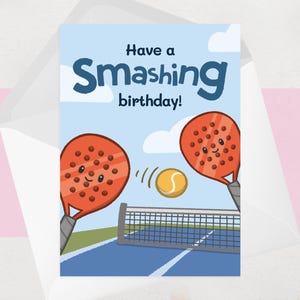 Carte d'anniversaire de padel pour ami fou de sports de raquette - carte d'anniversaire de padel amusante pour elle ou lui