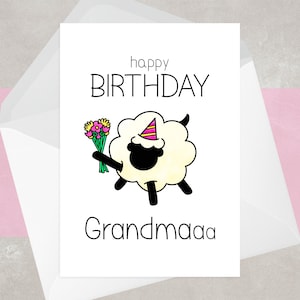 VENTE carte d'anniversaire grand-mère | Carte d'anniversaire pour grand-mère, grand-mère | Carte mignonne, drôle, effrontée | Gallois, Mouton, Jeu de mots, Fleurs