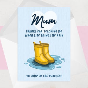 Jolie carte de fête des mères pour maman, maman - carte spéciale fête des mères Wellies - « Des enfants » - « Du fils » - « De la fille » - Merci maman