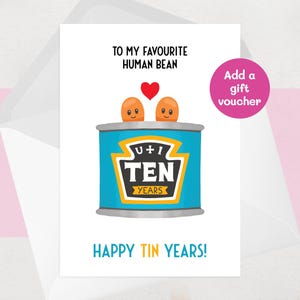 Funny 10th Tin Anniversary Card For Husband, Wife | Tin Wedding Gift | 10 Years Married Blank