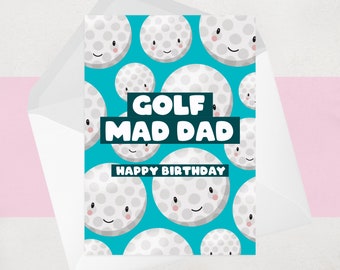 Funny Golf Birthday Card for Dad: Illustrated Golfer Card with Personalised Message/Gift Voucher