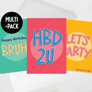 Lot de cartes d'anniversaire - lot de cartes de voeux amusantes - lot de cartes d'anniversaire lumineuses et amusantes