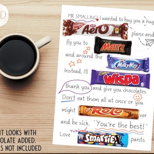 Thank You Teacher Gift || Chocolate NOT Included || Personalised Present || Candygram || School Leaving