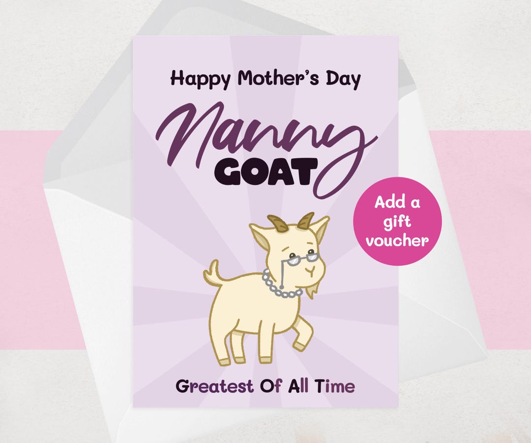Nanny GOAT Mother's Day Card for Nan - Greatest of All Time, Funny