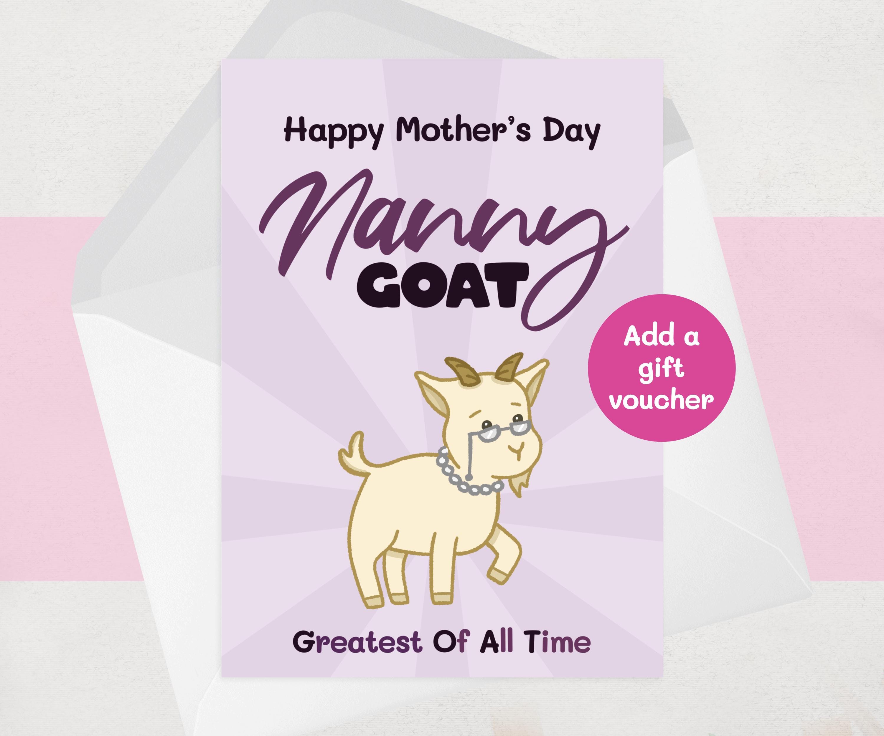 Nanny GOAT Mother's Day Card for Nan - Greatest of All Time, Funny