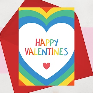 Rainbow Heart Valentine's Day Card - Gay, Queer, Lesbian Valentines Card - Pride Love