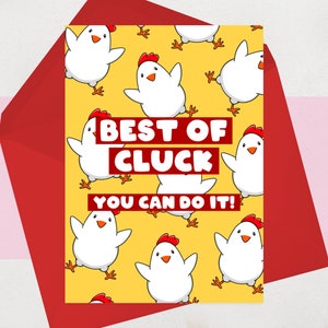 Carte porte-bonheur - Drôle « Vous pouvez le faire » Carte le meilleur de la chance - Poules « Le meilleur du jeu de mots » jeu de mots - Carte de voeux de poulet pour lui ou pour elle - Examens