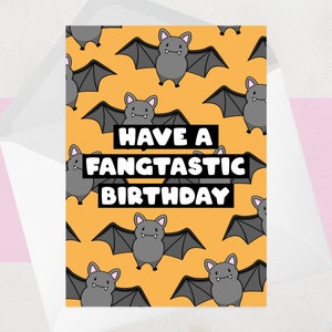 Carte d'anniversaire chauve-souris - anniversaires d'octobre - carte d'anniversaire d'octobre - anniversaire d'Halloween - chauves-souris effrayantes - carte de voeux Royaume-Uni