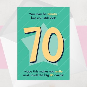 90th Birthday Greeting Card - Funny Ninetieth Birthday Card for him or for her - Young, Youthful