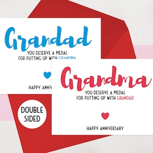 Anniversary Card for Grandparents Funny | For Grandma, Grandad, Nanny, Gran, Grandpa | Cheeky, Double Sided | Personalised | Gift Voucher