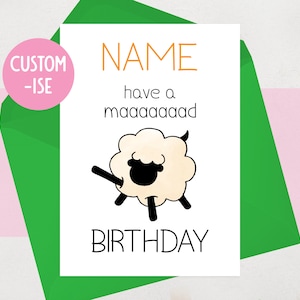 Sheep Birthday Card - Funny Personalised Birthday Card - For Her, For Him, Farmer, Lambing, Welsh Friend, Wales - Have a mad birthday