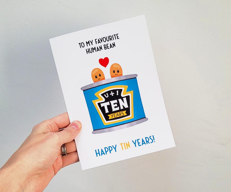 Funny 10th Tin Anniversary Card For Husband, Wife | Tin Wedding Gift | 10 Years Married bild 2