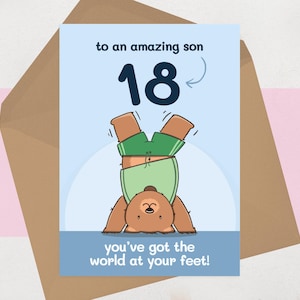 Carte 18e anniversaire fils - Jolie carte 18e anniversaire pour fils - Le monde à vos pieds, la liberté, drôle de carte 18e anniversaire