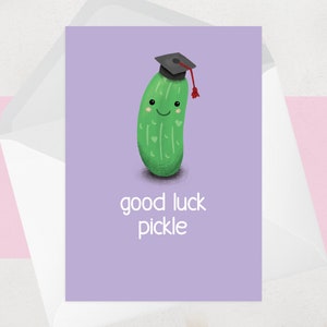 Cornichon porte-bonheur - carte porte-bonheur pour examen - carte porte-bonheur illustrée mignonne drôle pour lui ou pour elle - examens universitaires, maîtrise