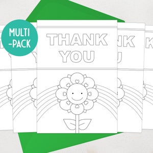Lot de cartes de remerciement colorées des enfants, de la part des enfants | Cartes de remerciement pour professeur à colorier, emballage multiple, grands-parents, employée de crèche