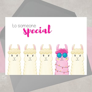 Llama Card for someone special, Funny Alpaca Greeting Card for her birthday, special occasion - for someone unique